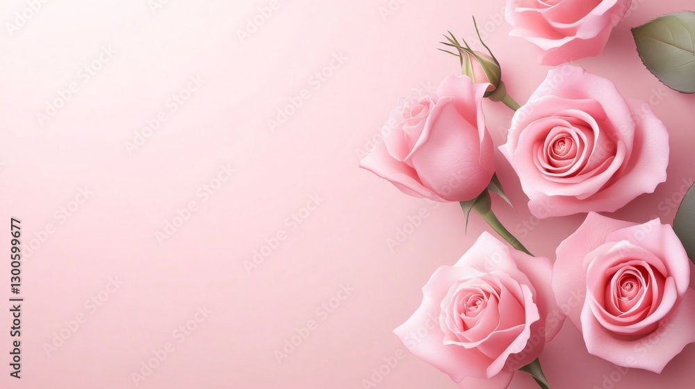 Elegant arrangement of pink roses on soft pink background Elegant arrangement of pink roses on soft pink background