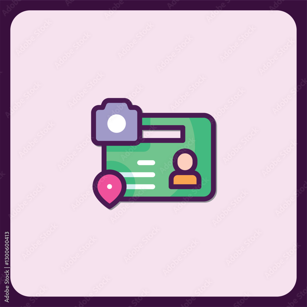 Modern ID Card Design with Camera and Location Icon Modern ID Card Design with Camera and Location Icon
