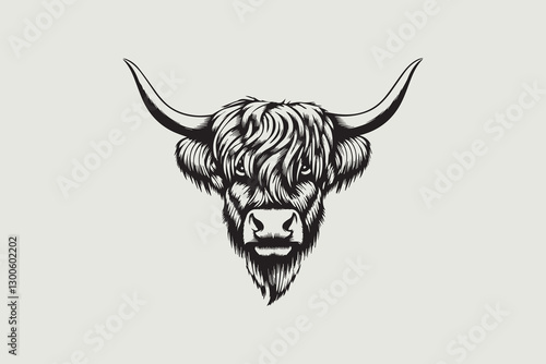 Majestic Highland Cow Illustration 
 vector