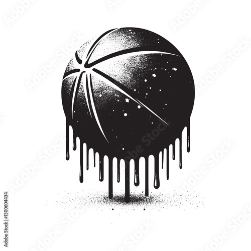 Abstract grunge basketball design with dripping spray paint effe