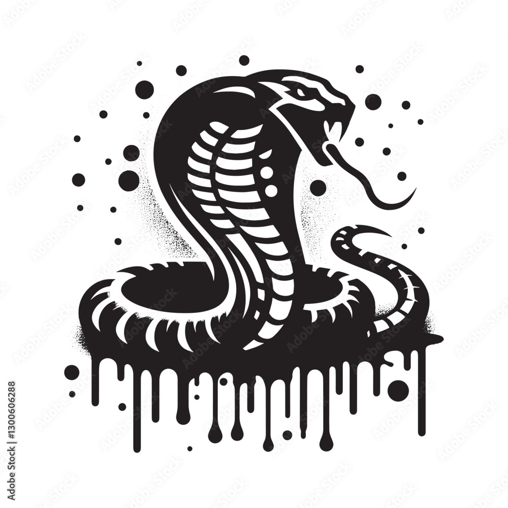 Fototapeta premium Stencil Style Cobra, Grunge Spray Paint Art