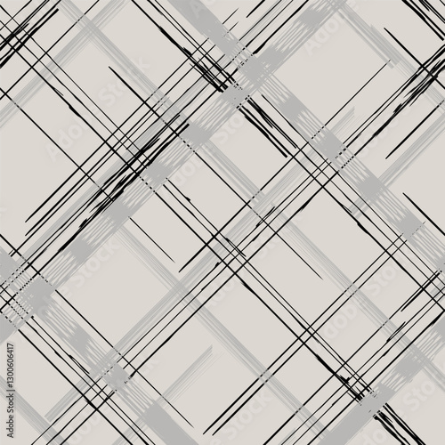 Seamless geometric pattern with black and grey diagonal stripes. Hand drawn background.