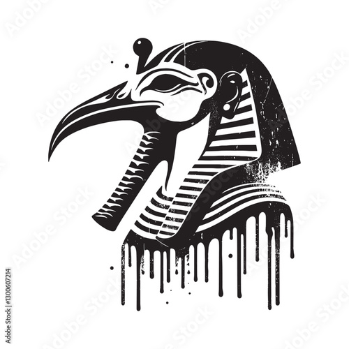 Distressed stencil illustration of Thoth the Egyptian god of wis