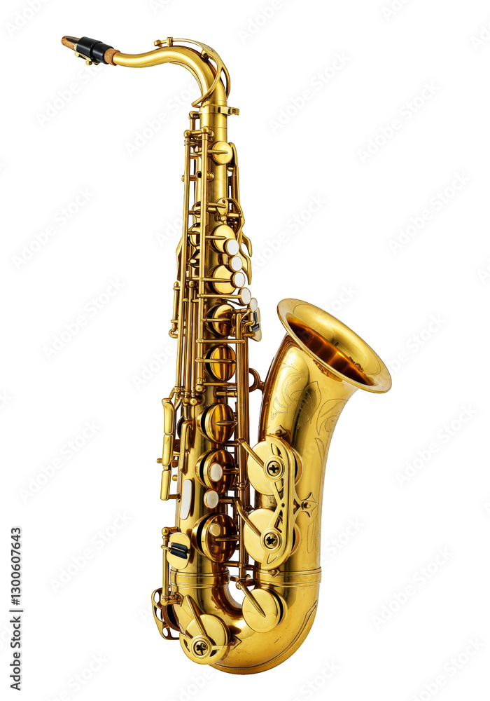Obraz premium Musical instrument tenor saxophone isolated on transparent background