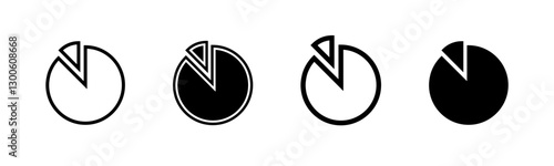  Hollow circle segment diagram in 1-10 parts graph icon pie shape section chart in black