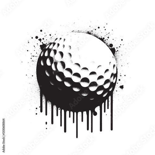 Graphic golf ball with melting ink effect adding a touch of unco