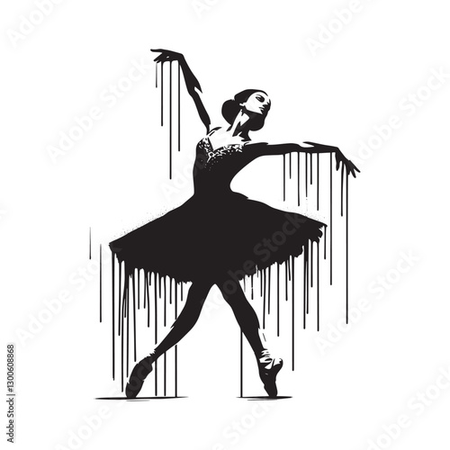 Gritty ballet, A dancer's silhouette in motion with distressed s