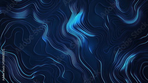 Luminous Topographic Contours, A Mesmerizing Abstraction of Blue Gradients