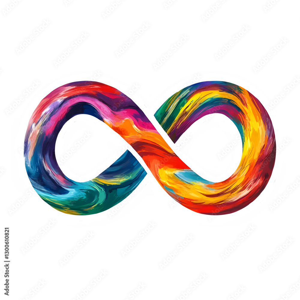 Abstract colorful infinity symbol with a painted texture, representing autism awareness and neurodiversity Abstract colorful infinity symbol with a painted texture, representing autism awareness and neurodiversity