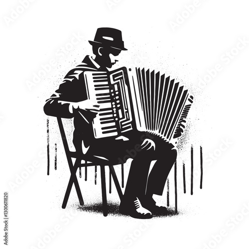Street Musician, Accordionist in Monochrome