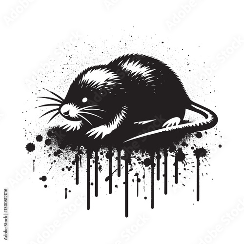 Monochromatic artistic rendition of a rodent, creating a unique
