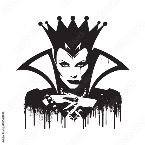 Stark Silhouette of a Queen Villainess with Grungy Spray Paint E