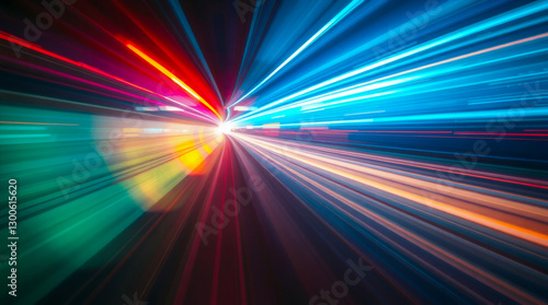 Colorful light effects create a vibrant atmosphere in a digital abstract world. Generative AI