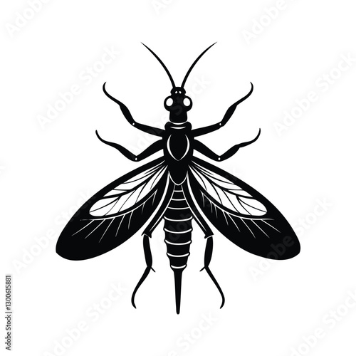 Mayfly insects icon of silhouette black shape vector illustration