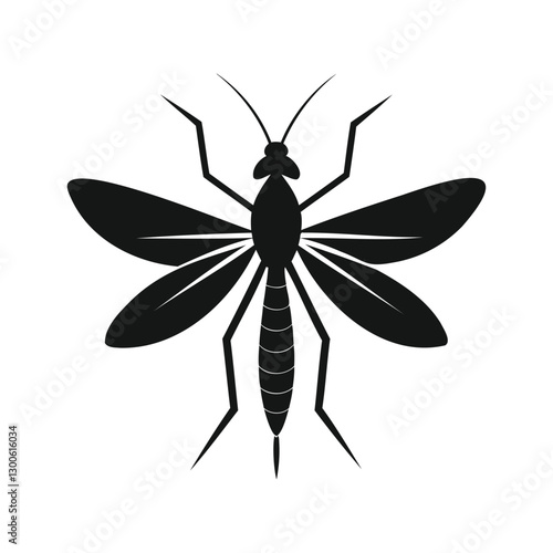 Mayfly insects icon of silhouette black shape vector illustration