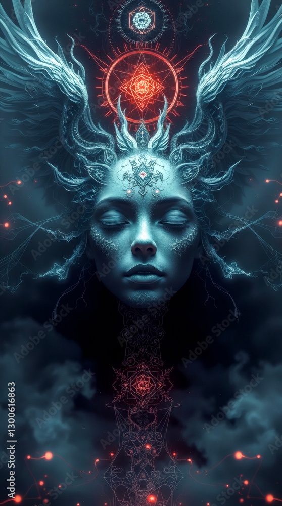 Mystical woman surrounded by ethereal elements and intricate designs . Generative AI Mystical woman surrounded by ethereal elements and intricate designs . Generative AI