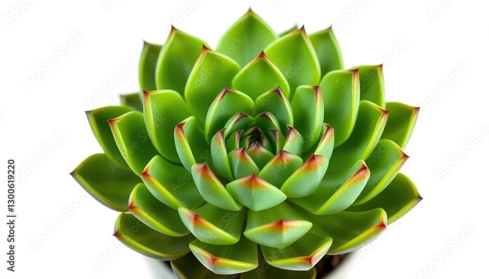 Fototapeta premium A vibrant green succulent plant isolated on a pure white background, flora, plant