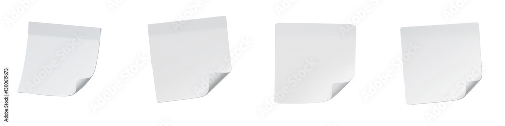 Four Blank White Paper Sheets on Transparent Background Four Blank White Paper Sheets on Transparent Background