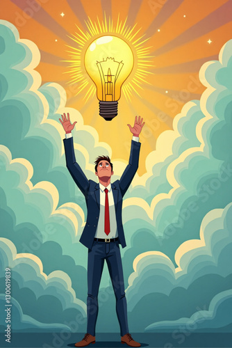 Innovative businessman having a eureka moment, coming up with creative ideas for business success