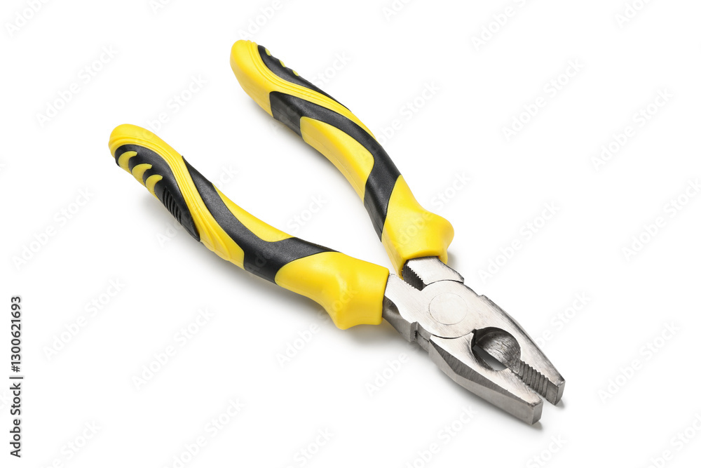 Yellow pliers isolated on white background Yellow pliers isolated on white background