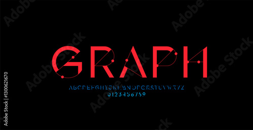 Font alphabet made dot, letters from A to Z and numbers from 0, 1, 2, 3, 4, 5, 6, 7, 8, 9, vector illustration 10EPS.