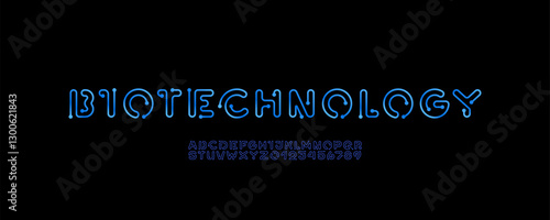 Digital alphabet font made circle, letters and numbers, vector illustration 10EPS.