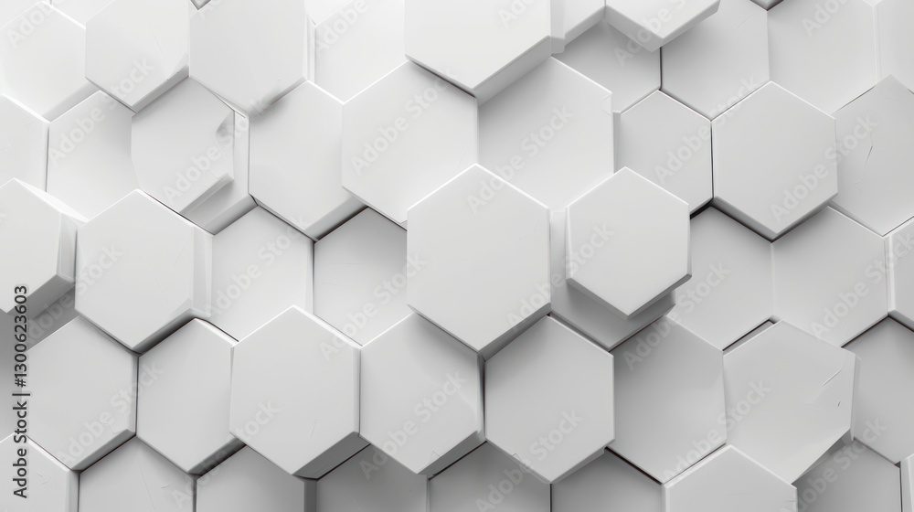Fototapeta premium Abstract Hexagon Pattern: White Geometric 3D Structure