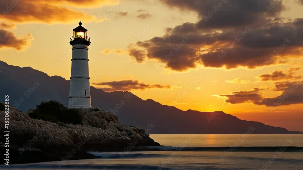 Majestic Lighthouse at Sunset: A Beacon of Hope and Guidance Majestic Lighthouse at Sunset: A Beacon of Hope and Guidance
