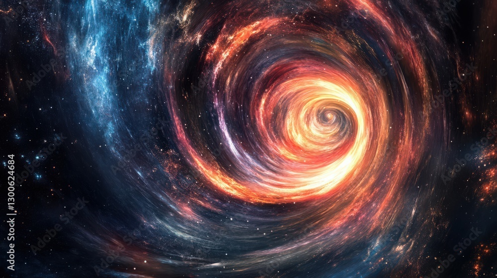 Swirling cosmic vortex depicting an interstellar gateway and energy flow Swirling cosmic vortex depicting an interstellar gateway and energy flow