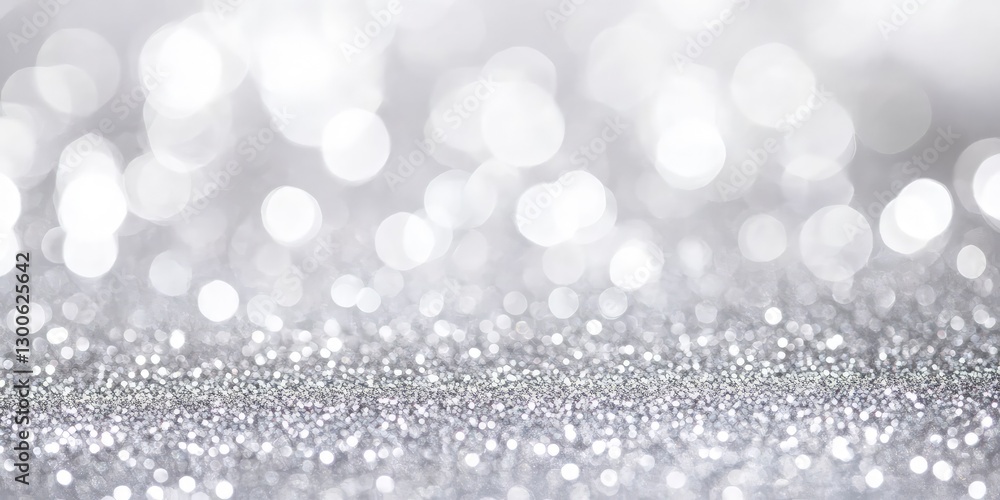 White, silver glitter background with bokeh, defocused light, and copy space for text. Shiny white background White, silver glitter background with bokeh, defocused light, and copy space for text. Shiny white background
