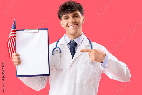 Male doctor with USA flag p...