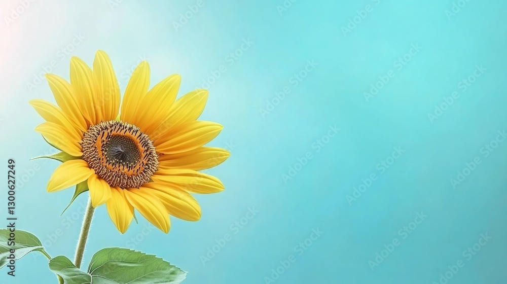 Obraz premium Vibrant sunflower against a bright blue backdrop. A symbol of summer and joy.