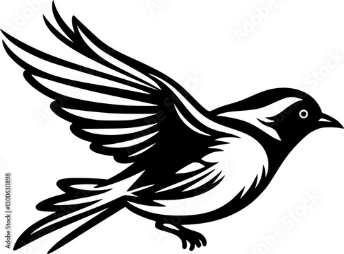 Sparrow | Black and White Vector illustration