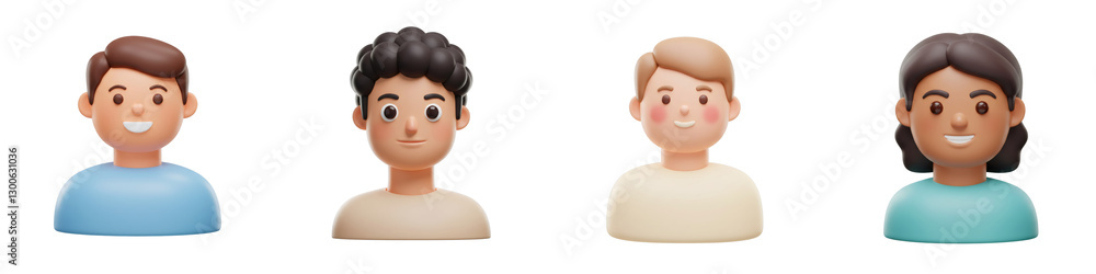 Diverse 3D Cartoon Avatars on Transparent Background Diverse 3D Cartoon Avatars on Transparent Background