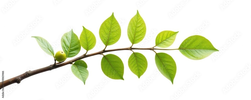 Obraz premium A branch with a unique shape isolated on a white background, branch, nature, tree