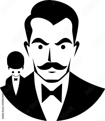 Father - Black and White Isolated Icon - Vector illustration