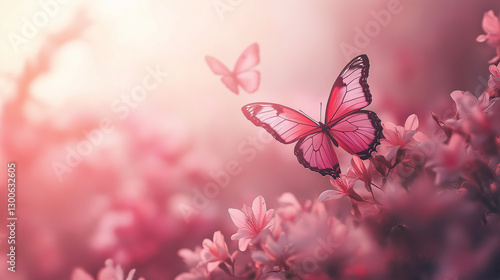 butterfly on pink flower