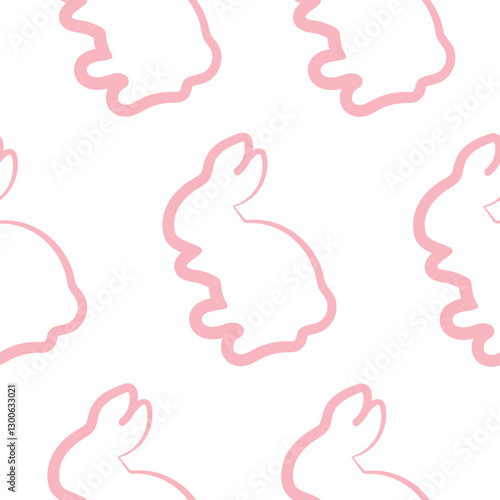 Wallpaper Mural seamless pattern with simple icons of a rabbit that washes pink color in line art style, for logos or various holiday designs Torontodigital.ca