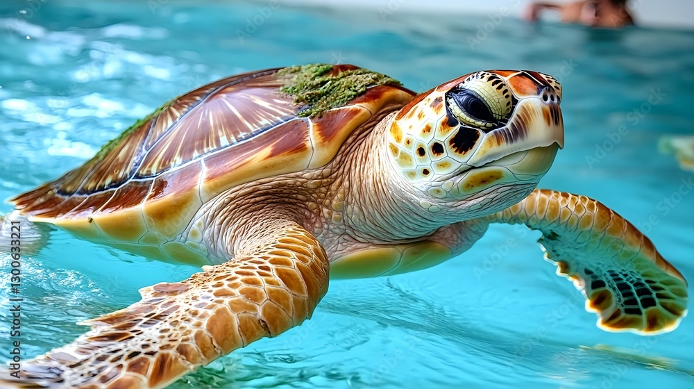 Fototapeta premium Sea Turtle in Turquoise Water - Ocean life