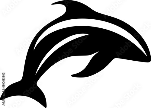 Dolphin | Black and White Vector illustration