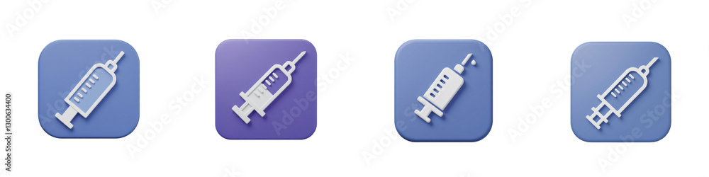 Four Syringe Icons on Blue and Purple Square Buttons Four Syringe Icons on Blue and Purple Square Buttons