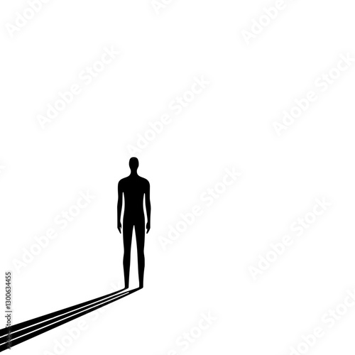 Minimalist silhouette of a person with long shadow