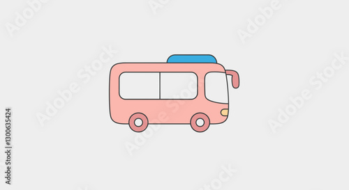 Cute pastel-colored bus icon on light background.