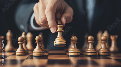 Wallpaper Mural Hand holding chess piece - concept of business strategy Torontodigital.ca