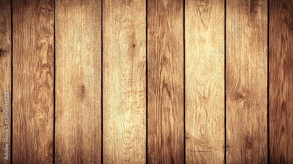 Fototapeta premium smooth wooden wall made of long vertical boards, displaying the wood's natural grain and warm tones, with soft light casting gentle shadows across the surface. smooth wooden wall, vertical boards,