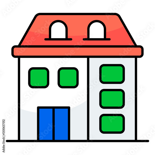 Editable design icon of bungalow