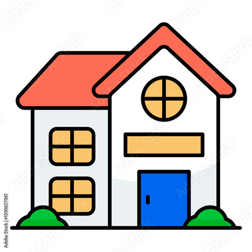 Editable design icon of bungalow