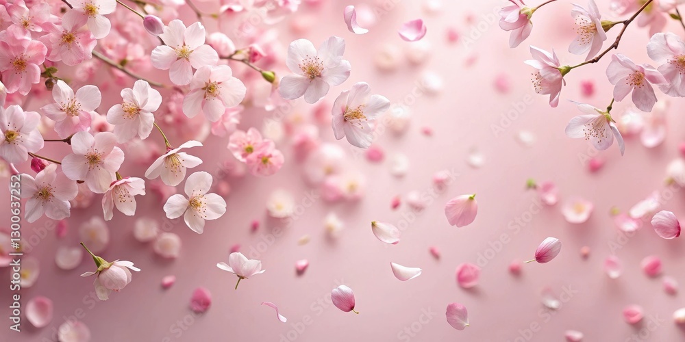 Delicate cherry blossom petals scattered on a soft pink background, creating a beautiful and elegant floral pattern , pattern Delicate cherry blossom petals scattered on a soft pink background, creating a beautiful and elegant floral pattern , pattern