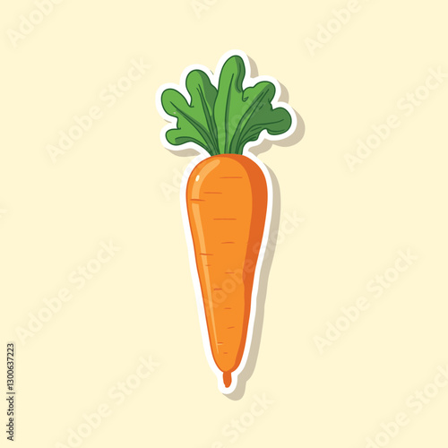 Carrot Sticker Vector Illustration Cartoon Style Vegetable Clip art Orange and Green