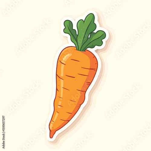 Carrot Sticker Vector Illustration Cartoon Style Vegetable Clip art Orange and Green